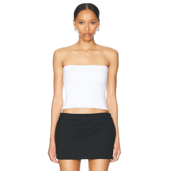 WARDROBE.NYC Opaque Tube Top in White Large New Womens Strapless Bandeau - Picture 1 of 15